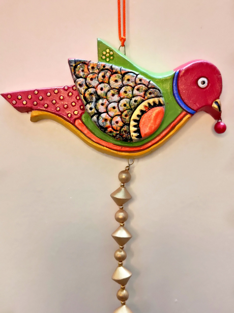 Handmade and Hand-Painted Parrot Terracotta Wall Hanging