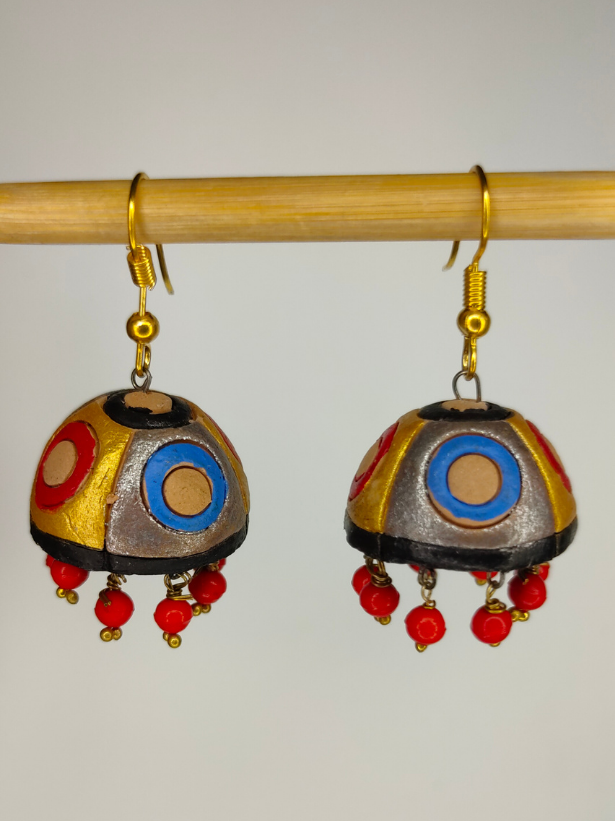 Set of 2 (Jhumka and Musical Note) Handcrafted Terracotta Clay Earrings