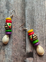 Hand-Painted Clay Shehnai with Shells and Fabric Beads Necklace Set