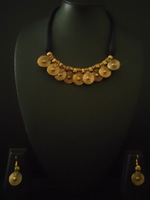 Load image into Gallery viewer, Brass Finish Dhokra Necklace Set with Black Thread Closure
