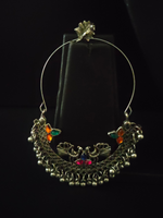 Load image into Gallery viewer, Peacock Detailing Chandbali with Multi-Color Rhinestones
