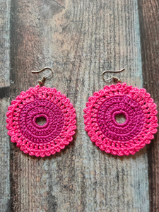 Shades of Pink Hand Knitted Crochet Earrings