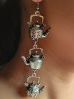 Load image into Gallery viewer, Three Layer Tea Kettle Dangler Earrings
