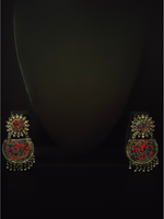 Load image into Gallery viewer, Oxidised Silver Metal Earrings with Multi-Color Beads
