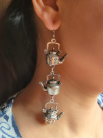 Load image into Gallery viewer, Three Layer Tea Kettle Dangler Earrings
