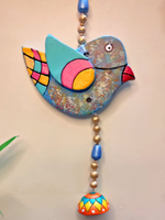 Load image into Gallery viewer, Handmade and Hand-Painted 2 Birdies Terracotta Wall Hanging
