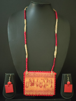 Load image into Gallery viewer, Tribal Motifs Printed Pure Marble Necklace Set with Fabric Beads and Thread Closure
