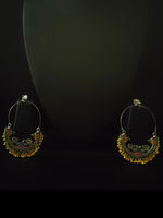 Load image into Gallery viewer, Peacock Detailing Chandbali with Multi-Color Rhinestones and Golden Beads
