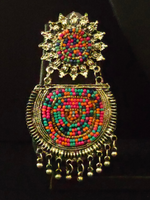 Load image into Gallery viewer, Oxidised Silver Metal Earrings with Multi-Color Beads
