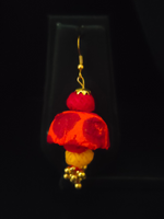 Load image into Gallery viewer, Fabric Necklace Set with Antique Gold Finish Ganesha Motif
