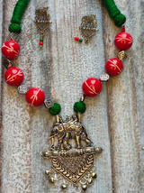 Elephant Motif Beaded Necklace Set