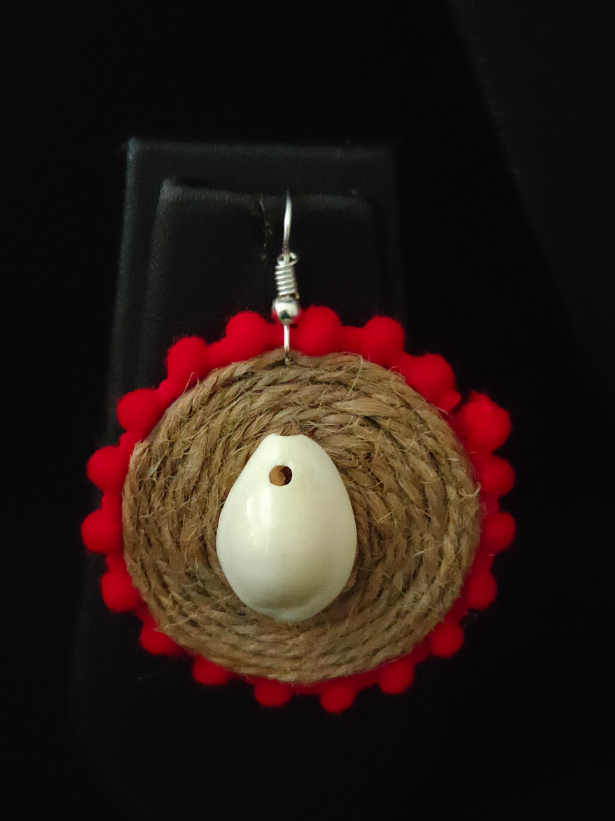 Jute and Shell Work Handcrafted Necklace Set with Thread Closure