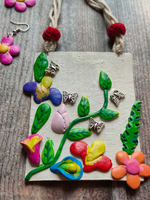 Load image into Gallery viewer, Hand-Painted Clay Flowers with Fabric Rope and Beads Necklace Set
