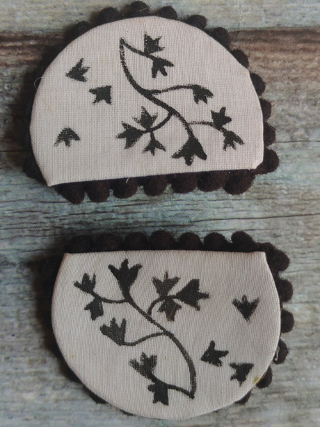 Hand Painted Monochrome Half Moon Fabric Earrings