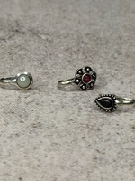 Load image into Gallery viewer, Three Stone Studded Oxidized Silver-Plated Tribal Clip On Nosepin
