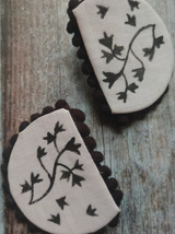 Hand Painted Monochrome Half Moon Fabric Earrings