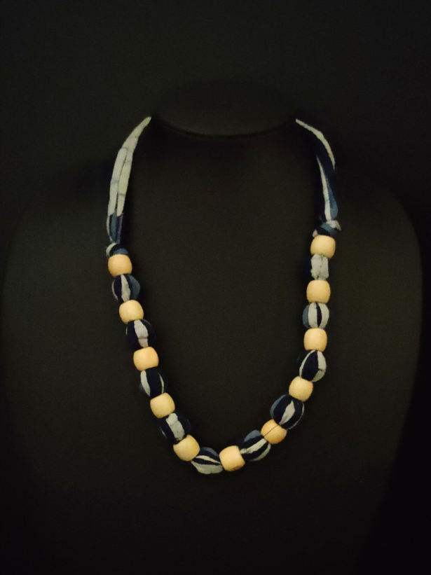 Fabric Beads Tie-Up Necklace Set