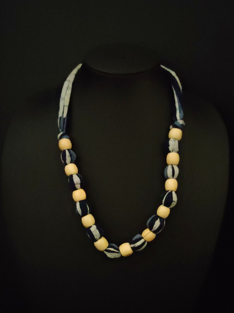 Fabric Beads Tie-Up Necklace Set