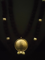Load image into Gallery viewer, 2 Layer Necklace Set with Fabric Beads and Metal Pendant
