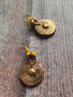 Load image into Gallery viewer, Brass Finish Dhokra Necklace Set with Black Thread Closure
