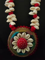 Load image into Gallery viewer, Shell and Jute Work Kantha Embroidered Fabric Necklace Set
