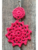 Load image into Gallery viewer, Pink Hand Knitted Crochet Dangler Earrings
