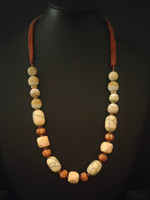 Load image into Gallery viewer, Wooden and Ceramic Beads Necklace with Thread Closure
