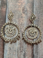 Load image into Gallery viewer, Concentric Circles Rhinestones Embedded Dangler Earrings
