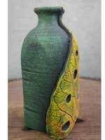 Load image into Gallery viewer, Earthy Green &amp; Yellow Handcrafted Modern Terracotta Clay Pot
