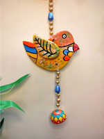 Load image into Gallery viewer, Handmade and Hand-Painted 2 Floral Birdies Terracotta Wall Hanging
