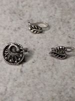 Load image into Gallery viewer, Three Peacock and Leaf Motifs Oxidized Silver-Plated Clip On Nosepin
