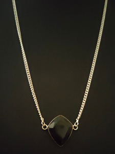 Faceted Black Spinel Shiny Gemstone Necklace 16'' to 18''