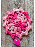 Load image into Gallery viewer, Shades of Pink Hand Knitted Crochet Dangler Earrings
