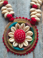 Load image into Gallery viewer, Shell and Jute Work Kantha Embroidered Fabric Necklace Set
