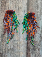 Load image into Gallery viewer, Multi-Color Beads Long Dangler Boho Earrings

