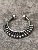 Load image into Gallery viewer, Three Oxidised Silver-Plated Tribal Septum Nosepins
