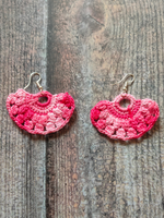 Load image into Gallery viewer, Shades of Pink Hand Knitted Crochet Half-Moon Earrings
