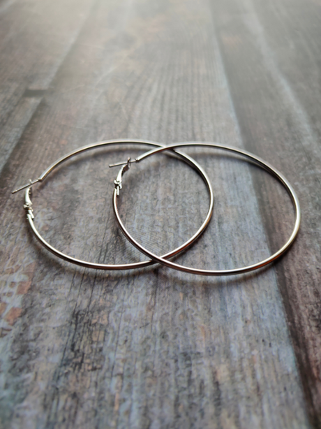 Silver Hoop Dangler Earrings