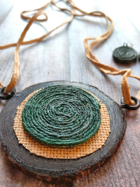 Handcrafted Black & Green Eco-Friendly Jute Necklace Set