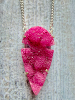 Load image into Gallery viewer, Pink Crystal Druzy Gemstone Pendant Necklace 18&quot; to 24&quot;
