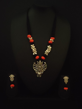 Fabric Beads Ghungroo Religious Motif Necklace Set