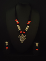 Load image into Gallery viewer, Fabric Beads Ghungroo Religious Motif Necklace Set
