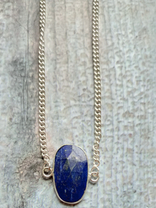 Lapis Lazuli Oval Cut Gemstone Jewelry Necklace 16'' to 18''