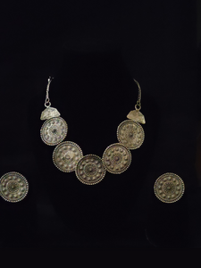 Oxidised Silver Choker Necklace Set