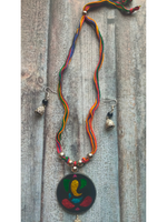 Load image into Gallery viewer, Hand Painted Ganesha on Glass Necklace Set with Thread Closure
