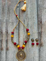 Load image into Gallery viewer, Fabric Beads Chakra God Motif Necklace Set
