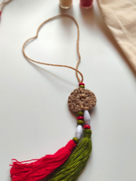 Load image into Gallery viewer, Eco-Friendly Handmade Jute Lumba Rakhi with Dried Leaves and Flower Petals (Comes with a Reusable Cloth Pouch and Recycled Paper Card)
