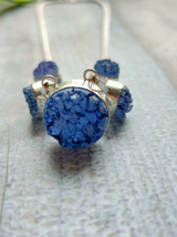 Blue Titanium Druzy Gemstone Handmade Jewelry Necklace 18'' to 24''