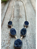 Load image into Gallery viewer, Blue Sugar Druzy Gemstone Handmade Necklace 18&#39;&#39; to 24&#39;&#39;
