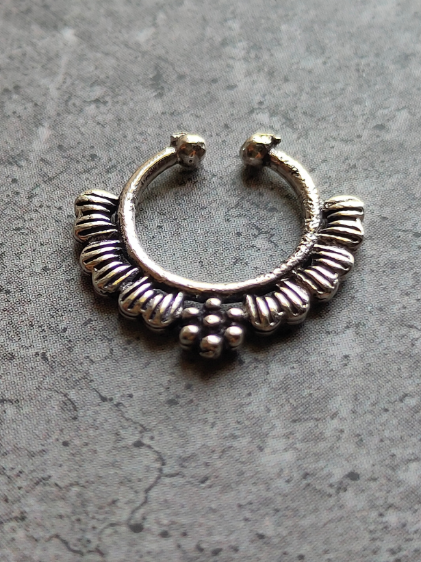 Three Oxidised Silver Tribal Septum Nosepins